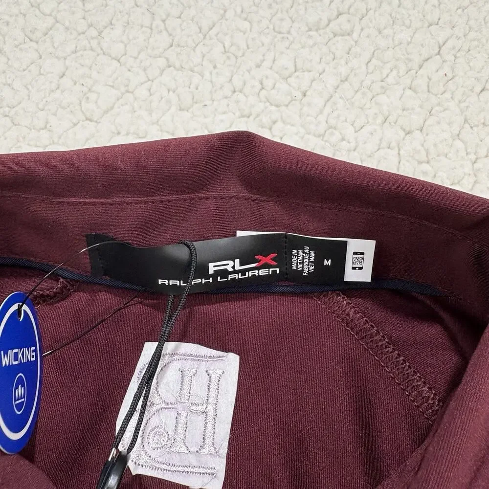 NWT RLX Ralph Lauren Maroon Golf Polo Shirt Short Sleeve M Wicking UPF 50+ Logo‎